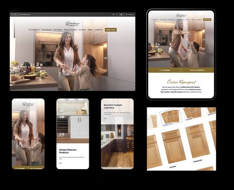 Bremtown marketing site for designers to browse cabinetry products on large and small screens